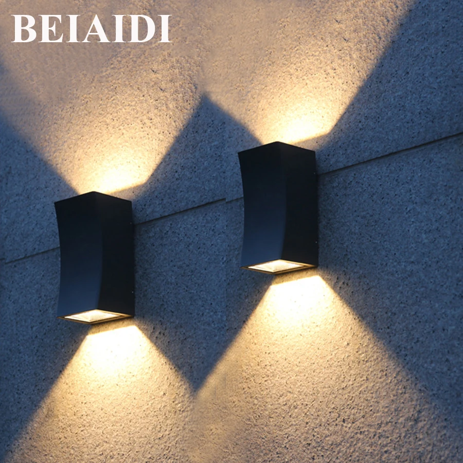 

BEIAIDI Modern 10W Outdoor Led Wall Lamp Up Down Dual-Head Garden Porch Wall Sconces Corridor Garden Hotel Pathway Porch Light