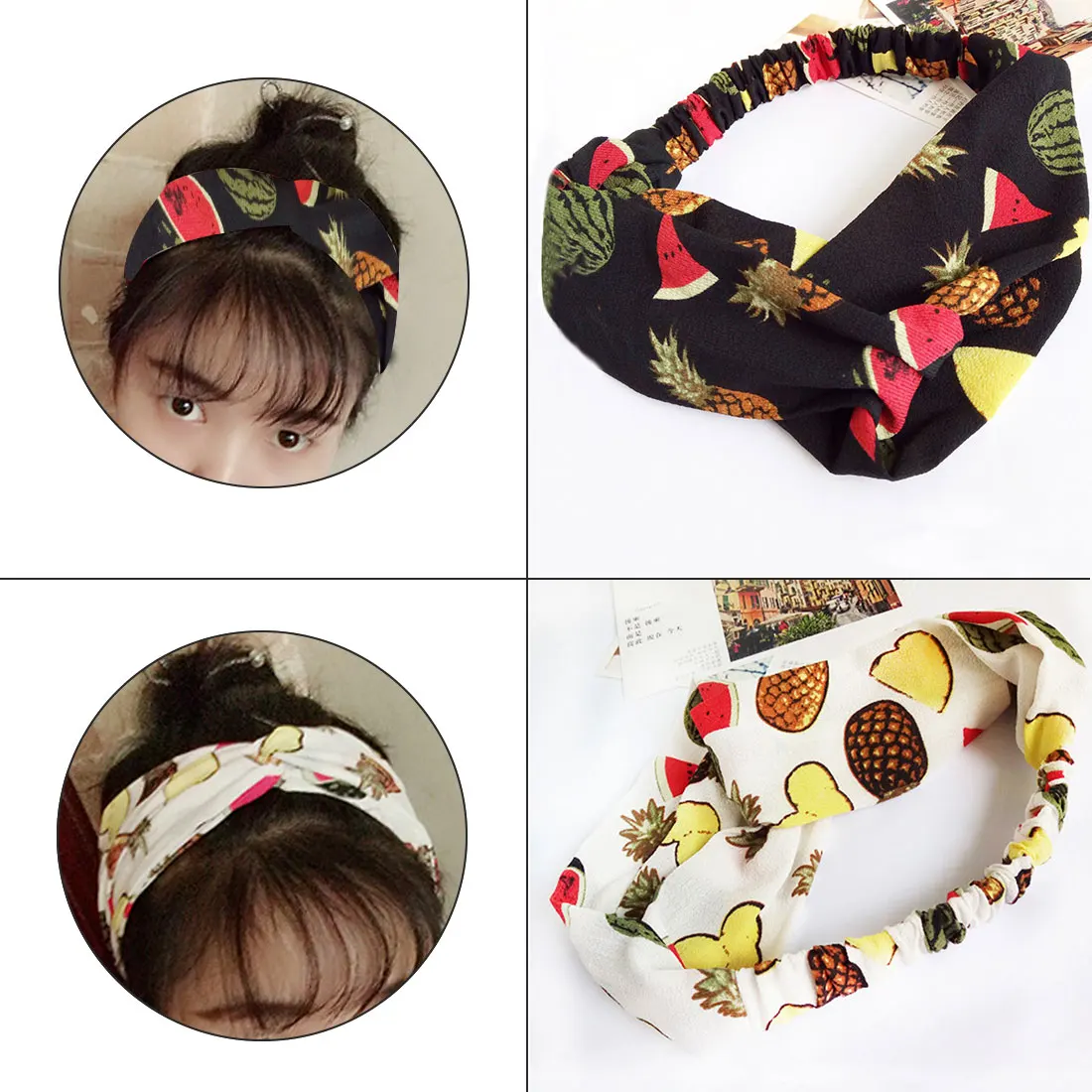 

Plaid Knot Bohemia Dot Headband Turban Elastic Hairband Head Wrap for Women Girls Striped Hair Accessories