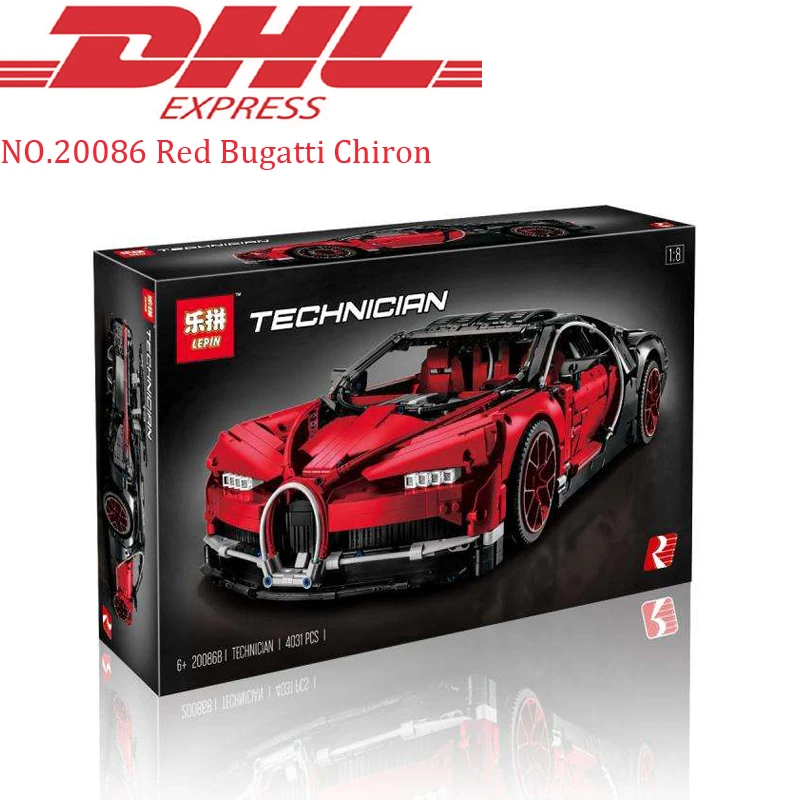Lepin Technic Figure 20086 4031Pcs Red Chiron Racing Car Set Model Building Kit Blocks Bricks Toys For Children Compatible 42083
