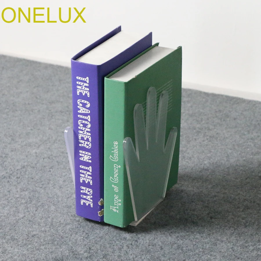 

Set Of Acrylic Hand Shaped Bookends,Clear Desktop Book Organizer