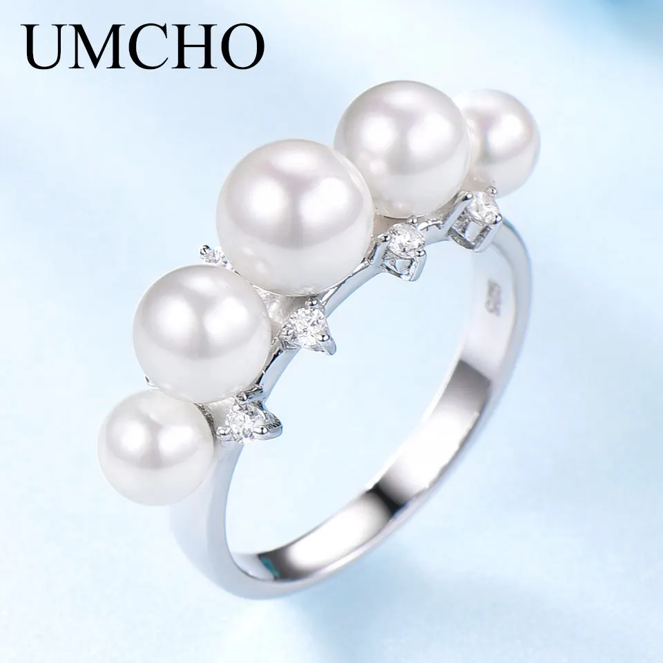 

UMCHO Solid 925 Sterling Silver Jewelry Water Pearl Rings For Women Gift Anniversary Wedding Brand Fine Jewelry High Quality