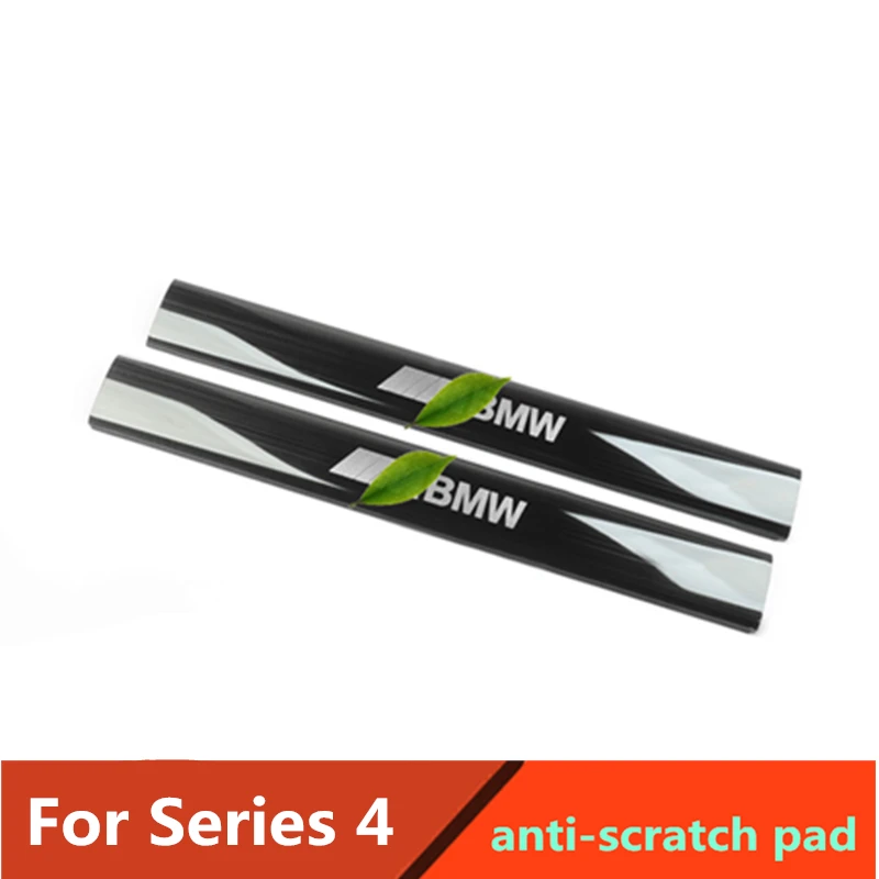 

Anti-scratch pad For BMW 4 Series Rear Seat anti-kick plate anti-scratch pad stainless steel Rubber ending cover trim 2pcs