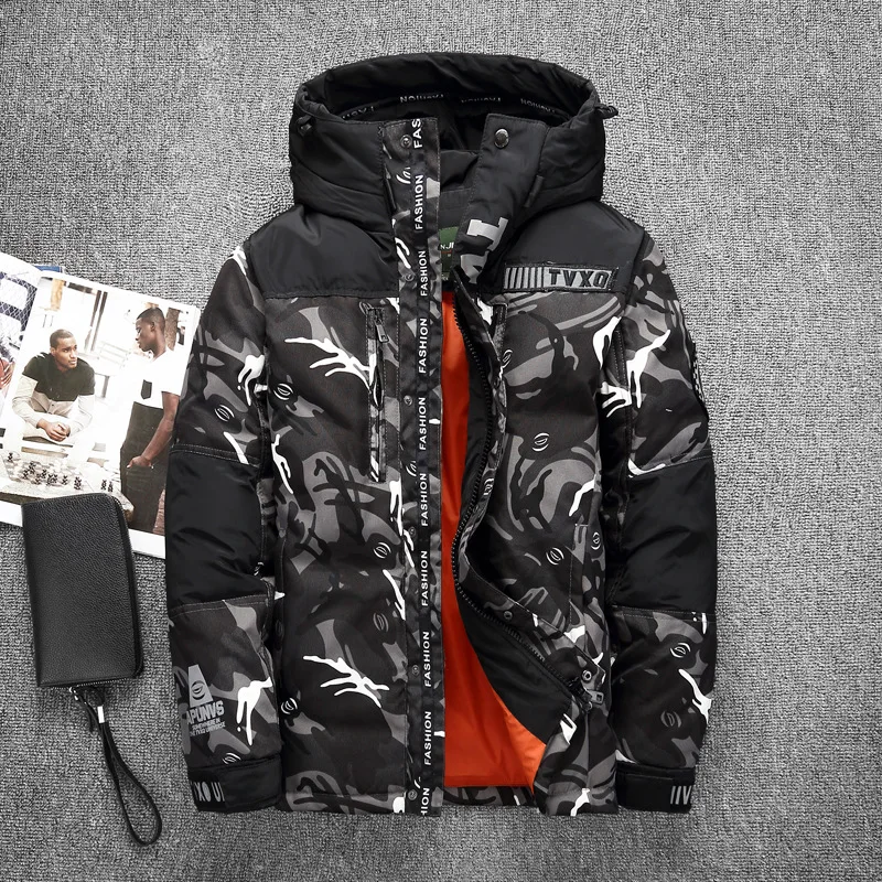 2018 new winter jacket Men's fashion camouflage pattern Long Jacket Thickening casual hooded fur collar white duck down coats 2018 new winter jacket Men's fashion camouflage pattern Long Jacket Thickening casual hooded fur collar white duck down coats