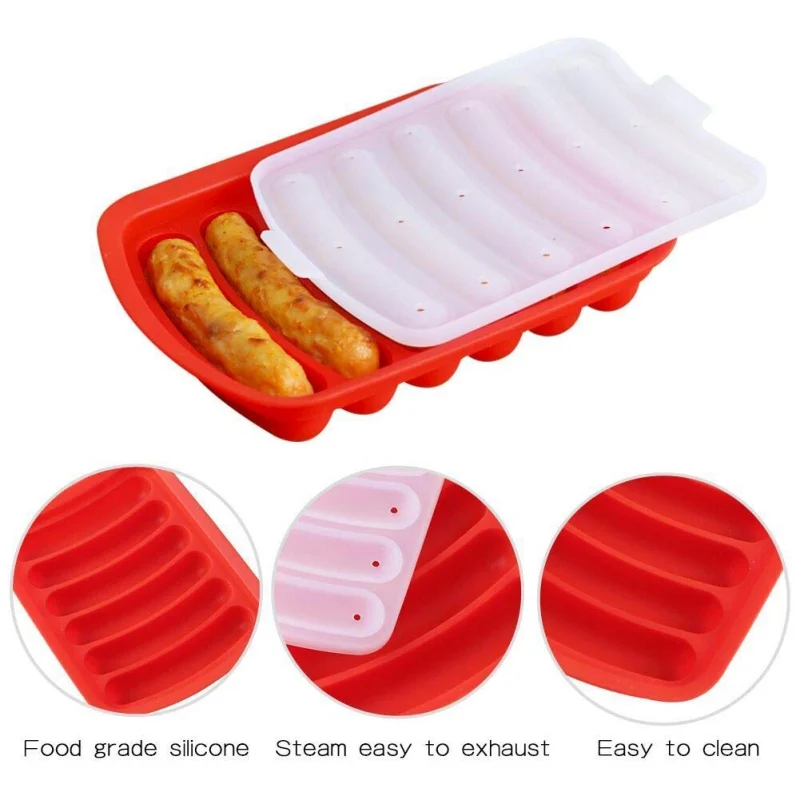 Healthy Silicone Burger Hot Dog Maker Mould With 6 Cavity Patty Makers