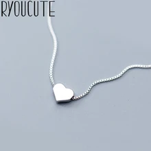 RYOUCUTE Настоящее чистое 925 пробы Серебряное ювелирное изделие винтажное корейское длинное сердечко ожерелье для женщин Свадебное колье