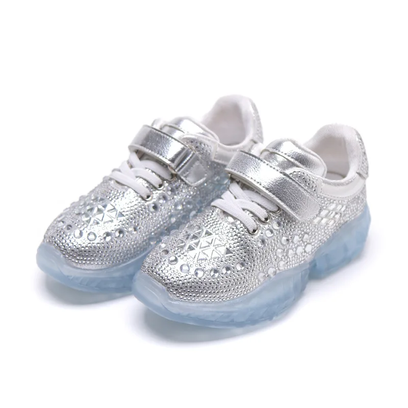 

Spring Autumn 2019 New Sequin Ironing Casual Shoes Light Board Magic Sticker Fashion Children's Shoes Comfortable Casual Shoes