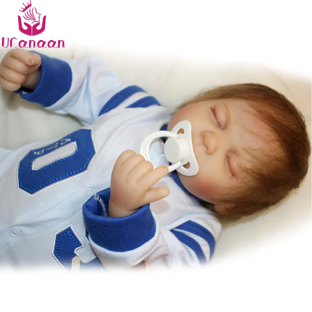 

UCanaan Soft Cloth Body Silicone Baby Doll Sleeping Baby Alive Toys For Children Boneca Reborn Interactive Dolls