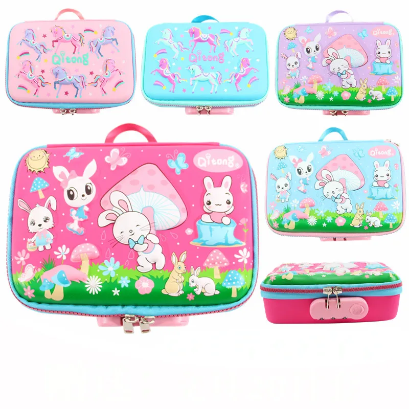 

EVA Cute Pencil Case Primary School Student Password Lock Stationery Box Multi-layer Large Capacity 3D Stereo Stationery Bag