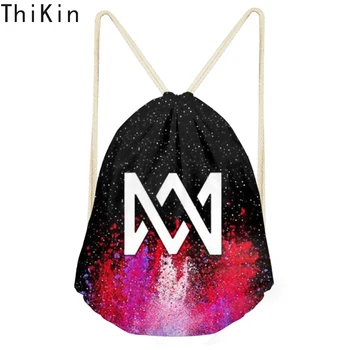 

ThiKin Kids Drawstring Bag Marcus and Martinus Sequined Logo Print Children Small Backpack for Teenager Boys Daily Storage Bag