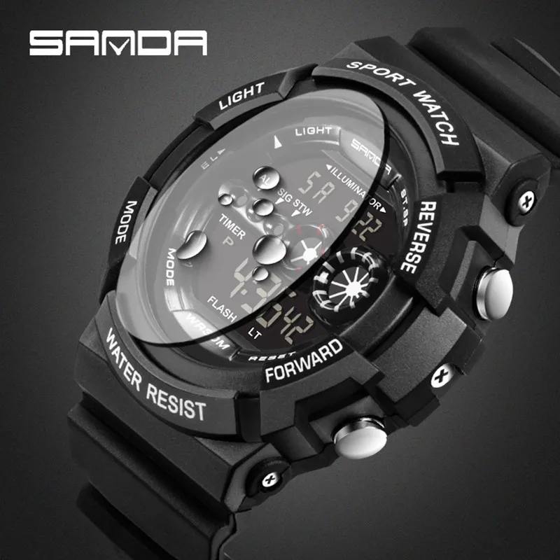 SANDA 320 мужские водонепроницаемые спортивные часы цифровые часы лучший бренд класса люкс Erkek Kol Saati модный будильник Relogio Masculino