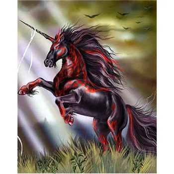 

YIKEE Fairytale Fantasia Unicorn Diamond Painting Full Square Rhinestones Pictures Cross Stitch Mosaic House y413