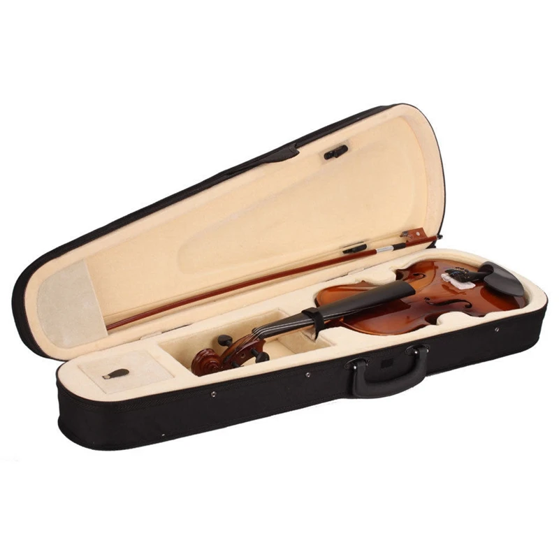 4/4 Full Size Natural Acoustic Violin Fiddle With Case Bow Rosin Mute Stickers