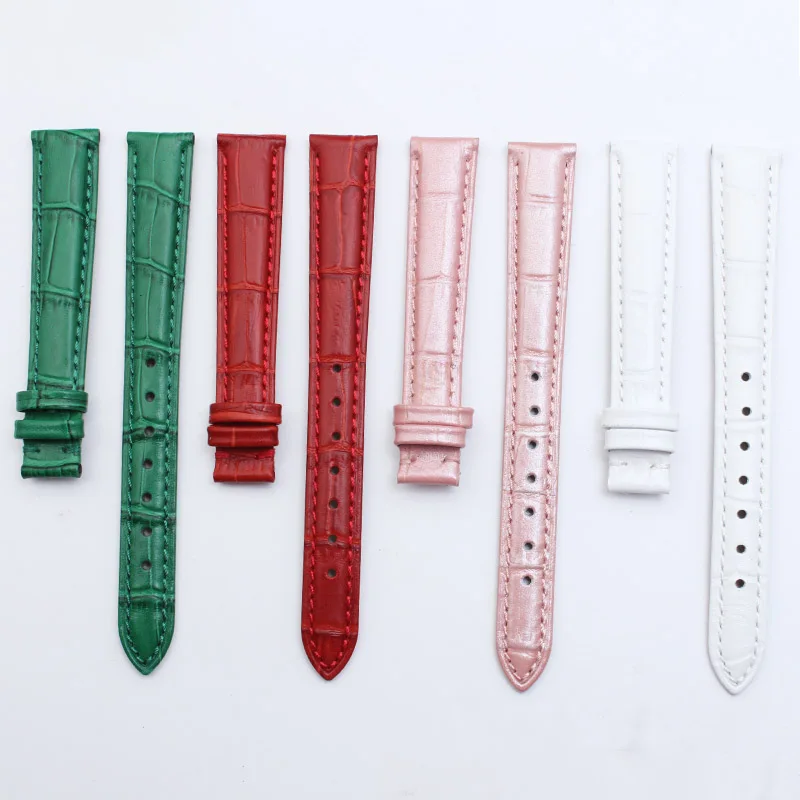 

Women's watch band Hight quaily Genuine leather calfskin pin clasp universal strap Red Green White Pink 14 16 18 20mm Free tools