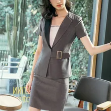 Новинка года, летние блейзеры, костюмы с топами и юбкой из 2 предметов, тонкие модные женские офисные комплекты одежды, салонные наряды