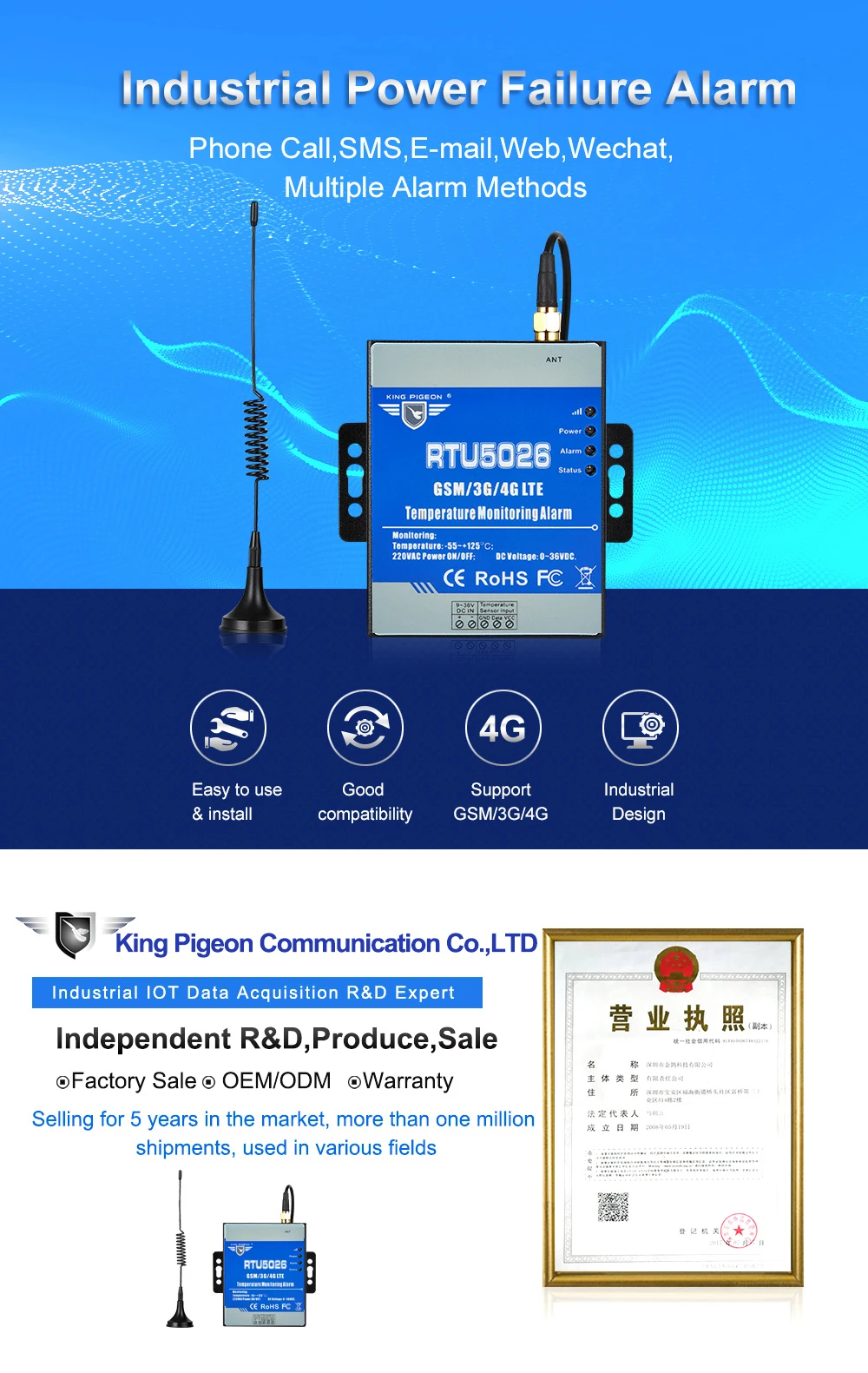 4G LTE RTU Modbus TCP шлюз AC/DC Состояние питания система контроля температуры сигнализации Поддержка удаленного сброса перезагрузки RTU5026