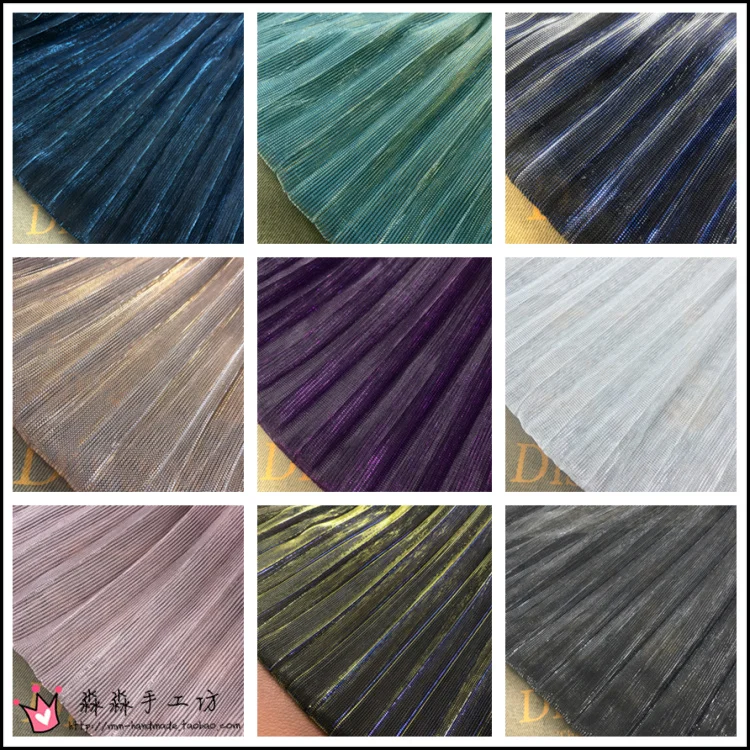 

Pleated Fabric silk Star New Gradient, Bright, 100% Pleated Mesh Fabric Ins Night Dress Crepe F