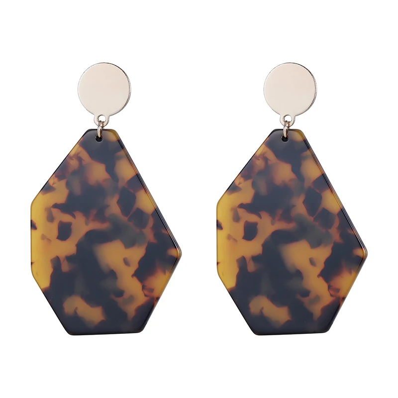 

New Fashion Jewelry Retro Leopard Print Geometry Earings for Women Irregular Resin Polygon Statement Drop Earring Party Charms