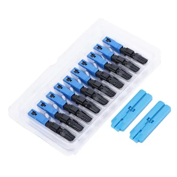 

100pcs/Lot SC Fiber Connector Single Mode Fiber Optic Quick Fast Embedded Connector Connecting Adapter for FTTH Black Blue