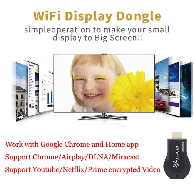 M9 PLUS WiFi 1080P Full HD HDMI TV Stick Wireless for Chromecast Airplay Dongle Receiver DLNA Miracast for Phones Tablet PC r25