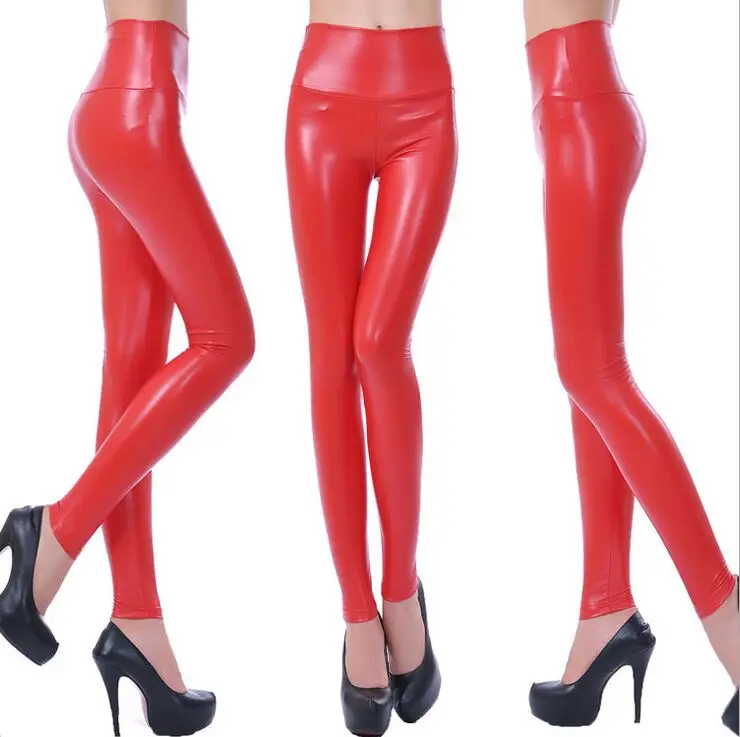 2018 Autumn Winter Women High Quality PU Leggings Female Faux Leather High Waist Elastic Pencil Pants Bottoms Woman lululemon leggings Leggings