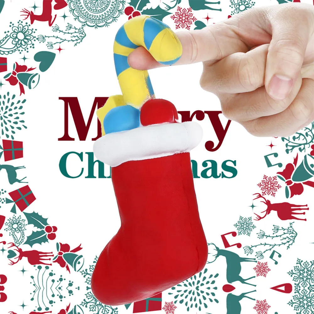 Toy kids Red CuteChristmas Stockings Toy 15cm Kids Christmas Slow Rising Fruits Scented Stress Relief Toy Birthdays Toy Gift