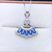 Сапфир ожерелье подвеска натурального происхождения синий сапфир 925 серебро 0.35ct* шт. 5 шт. драгоценный камень# Y18110311