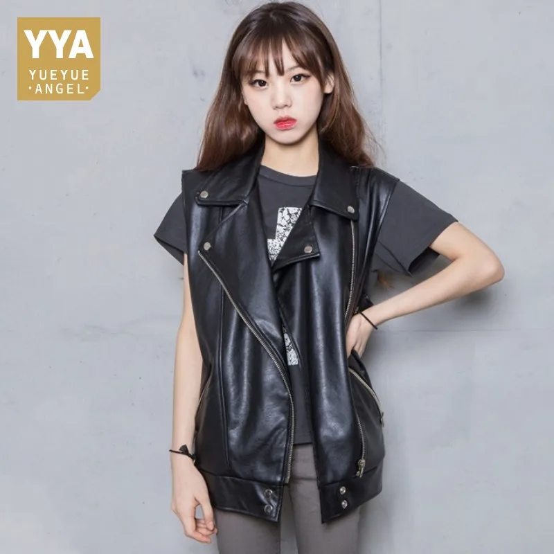 

2019 Spring New Sheepskin Genuine Leather Vest Women Sleeveless Loose Fit Korean Waistcoats Black Natural Leather Jackets Ladies