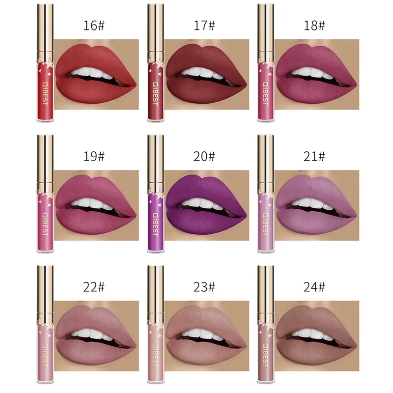 

24 Color Matte Liquid Lip Gloss Waterproof Nude Kit Long-Lasting Lipstick Non-Stick Cup 24 Colors @ME88