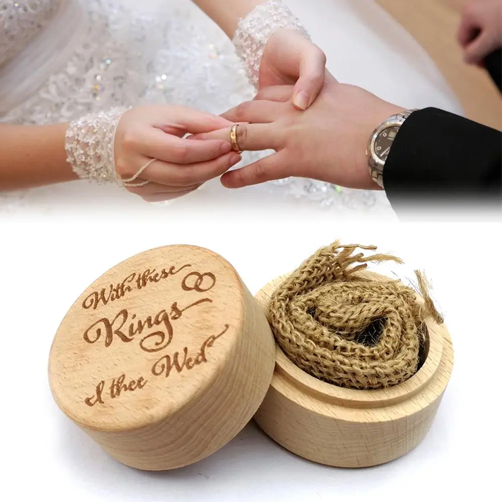 

Personalized Rustic Wedding Wood Ring Box Wood DIY Simple Ring Box Ring Storage Box Wholesale Fast Delivery