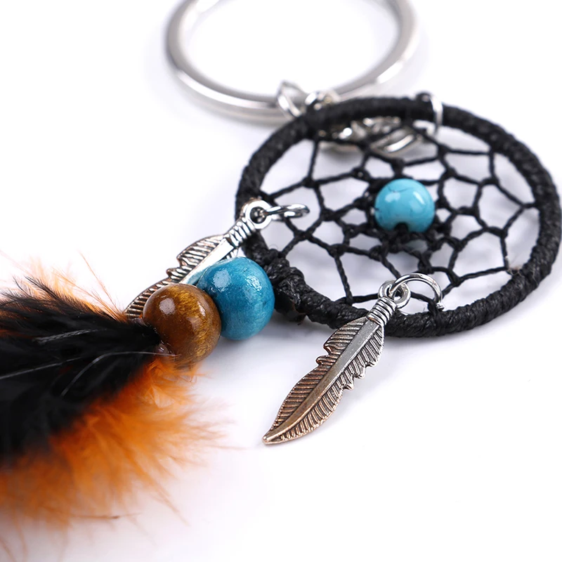 Handmade Keychain Dreamcatcher Feathers Pendant Key Ring Car Wall Gift