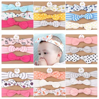 

3pcs/Set Baby Headband Girls Flower Dots Rabbit Ear Bow Knot Hairband Turban Baby Hair Accessories For Children Girl Hairband