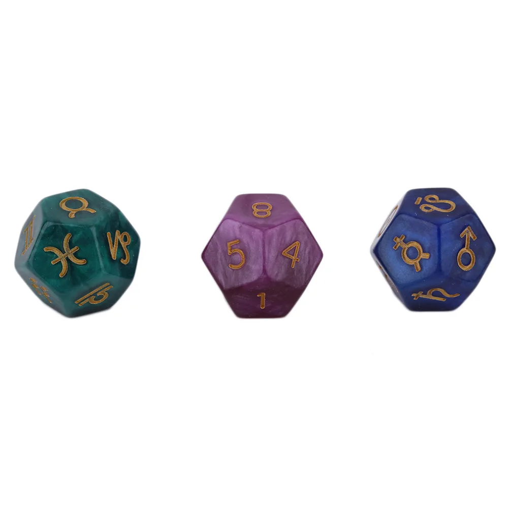 

3 pcs 9 Polyhedral Dice Astrological Dice Set Multi-Faceted Acrylic Dice for EZ Constellation Games