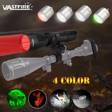 Тактический охотничий мини-светильник для VA-160, 4 цвета, 500лм, красный, зеленый, белый, IR850, светильник-вспышка+ 18650+ зарядное устройство USB+ переключатель+ крепление для винтовки 3