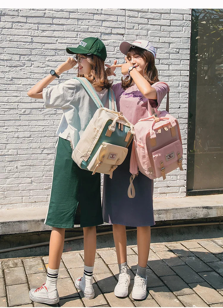 Студенческий холщовый рюкзак для подростков, многоцветной женский рюкзак для путешествий, модный рюкзак с принтом для девочек