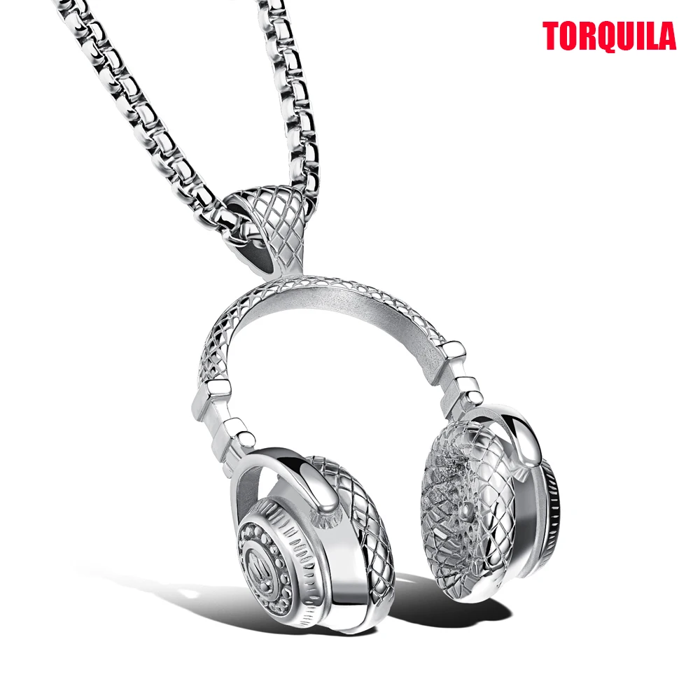 

Torquila Jewelry Headset Design Men Pendant Necklace Hip-Pop Punk Style 316L Steel Music Carnival Link Chain