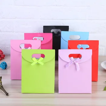 

10 Pcs/Lot Gift Paper Bag Christmas Valentine's Day Present Bags Gift Bags With Handles Christmas Wedding Party Decoration