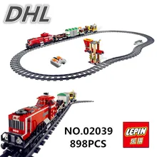 DHL LEPIN 02039 898Pcs New City Series Red Cargo Train Set Children Building Blocks Brick Educational