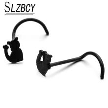 SLZBCY панк для женщин нержавеющая сталь Кот ключ бабочка сердце Нос Кольца и шпильки Крюк Пирсинг ювелирные изделия подарок на день рождения