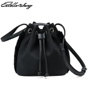 

Estelle Wang Bucket Casual Tote Fashion Women Faux Suede Shoulder Bags Ladies Matte Pu Leather Crossbody Bags With Hairy Side