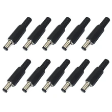 10Pcs 2.1mm x 5.5mm Male DC Power Plug Socket Jack Connector Black Plastic Cover High Quality