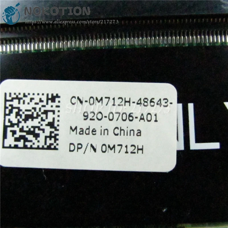 NOKOTION CN-0M712H 0M712H основная плата для Dell vostro A860 Материнская плата ноутбука DA0VM9MB6B0 965GM DDR2 Бесплатная Процессор