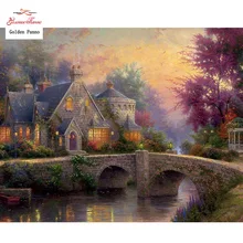 Золотой панно, DIY, полный, алмаз вышивка, сумерках и дома, фото на заказ, Алмазный живопись, вышивка крестом, 3D, Алмазная мозаика, Рождество 8