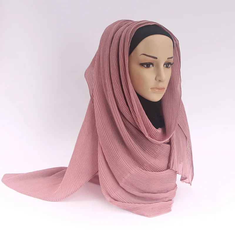 Wrinkled linen scarf Cotton Voile Muslim Hijab Scarf for Ladies Color