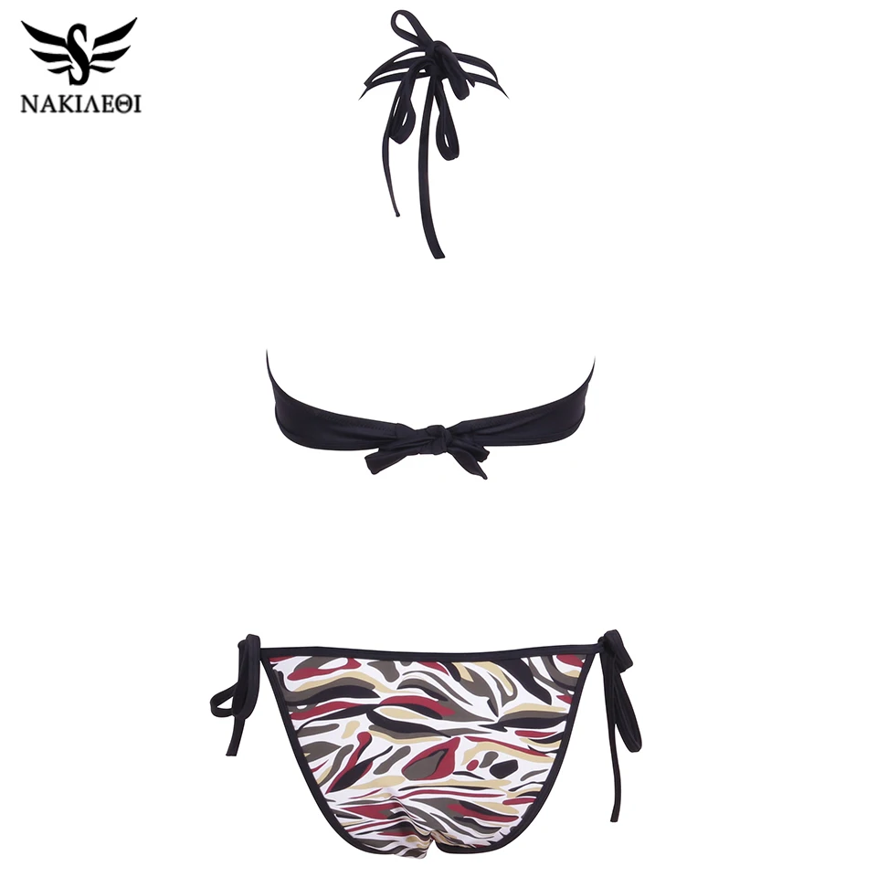NAKIAEOI 2018 Sexy Bandage Bikinis Women Swimsuit Push Up Swimwear Halter Top Brazilian Bikini Set Beach Bathing Suits Swim Wear