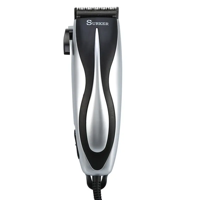 SURKER Профессиональный перезаряжаемый триммер для волос для мужчин и детей стрижка-линия машинка для стрижки волос регулируемая электрическая машинка для стрижки волос - Цвет: Black Silver