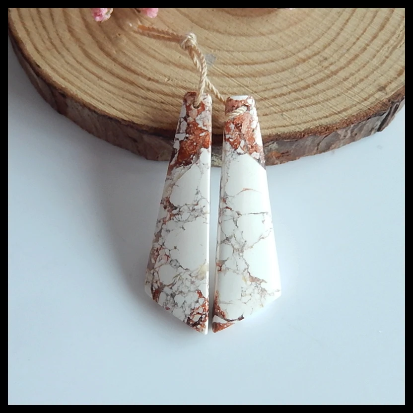 

Birthday gift,Semi-precious stones,Natural Howlite fashion woman Earring pair,39x11x4mm,5g