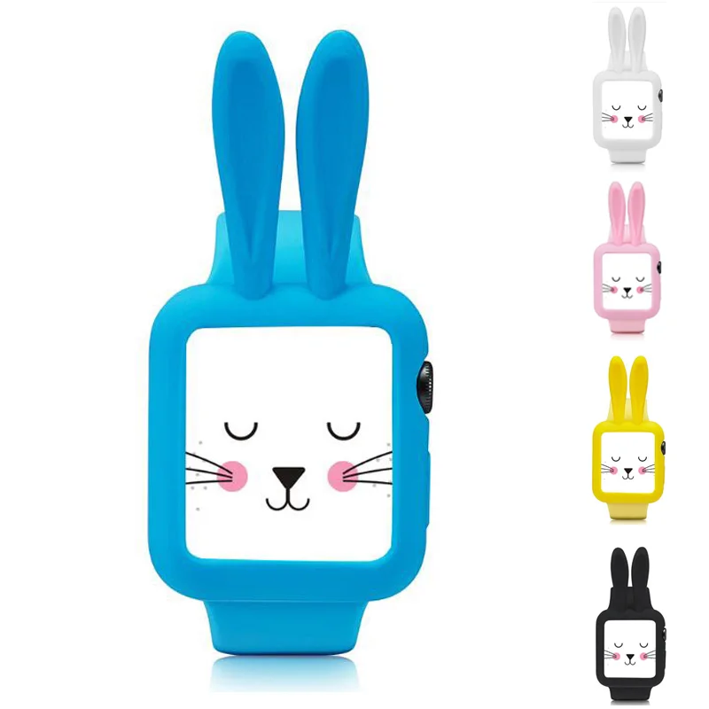 

New Cartoon Rabbit Silicone soft Watch Case Cover For Apple Watch iWatch 38mm 42mm Series 1 2 Ultra Slim Protector Rubber Case