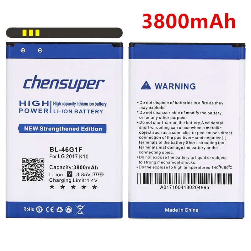 Оригинальные chensuper 3800 мАч BL-46G1F Батарея для LG K10 версия K20 плюс TP260 K425 K428 K430H m250 Батарея