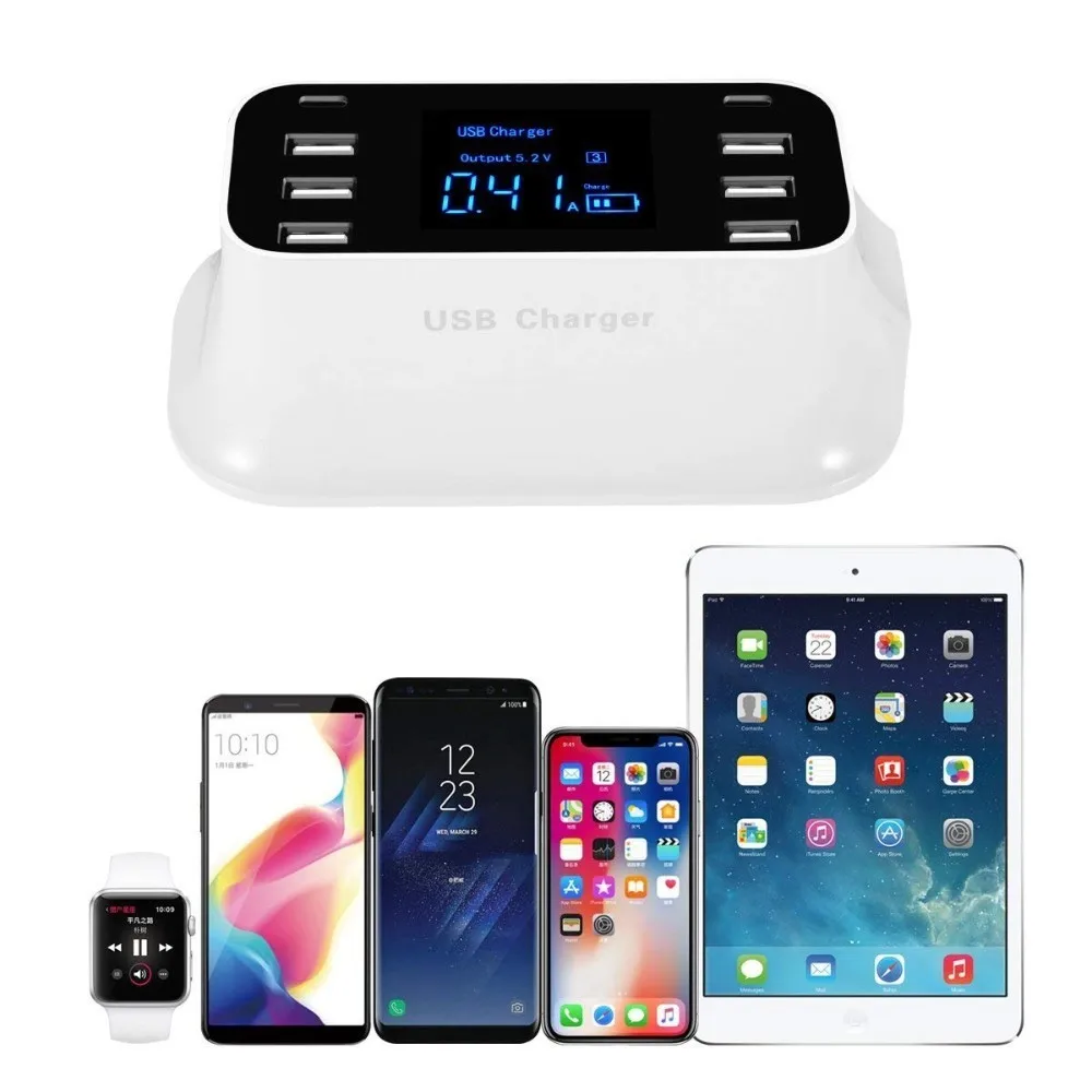 

Quick Charge 3.0 Smart USB Type C Charger Station Led Display Fast Charging Power Adapter Desktop Strip Mobile Phone USB Charger