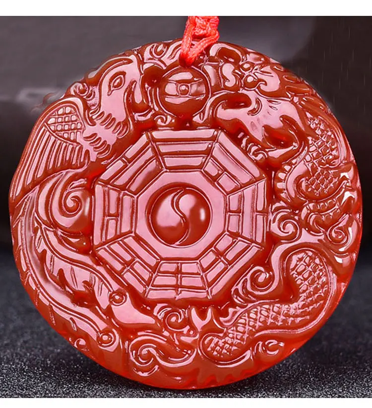 Натуральный подлинный открытый красный Мано Дракон и Феникс сплетни кулон пять элементов передачи подвеска кулон ожерелье модели